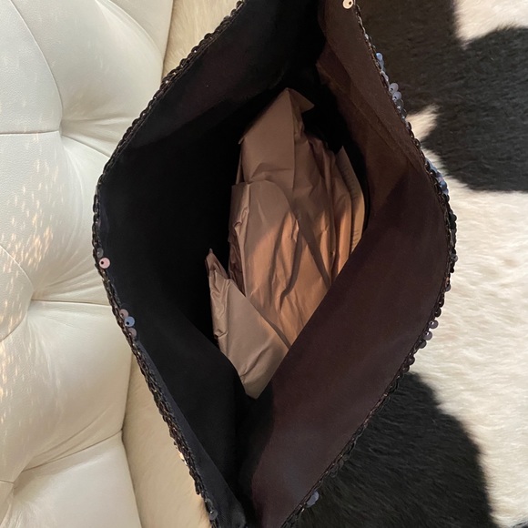 NWT Anthropologie sequin folder clutch purse in navy - Picture 6 of 8